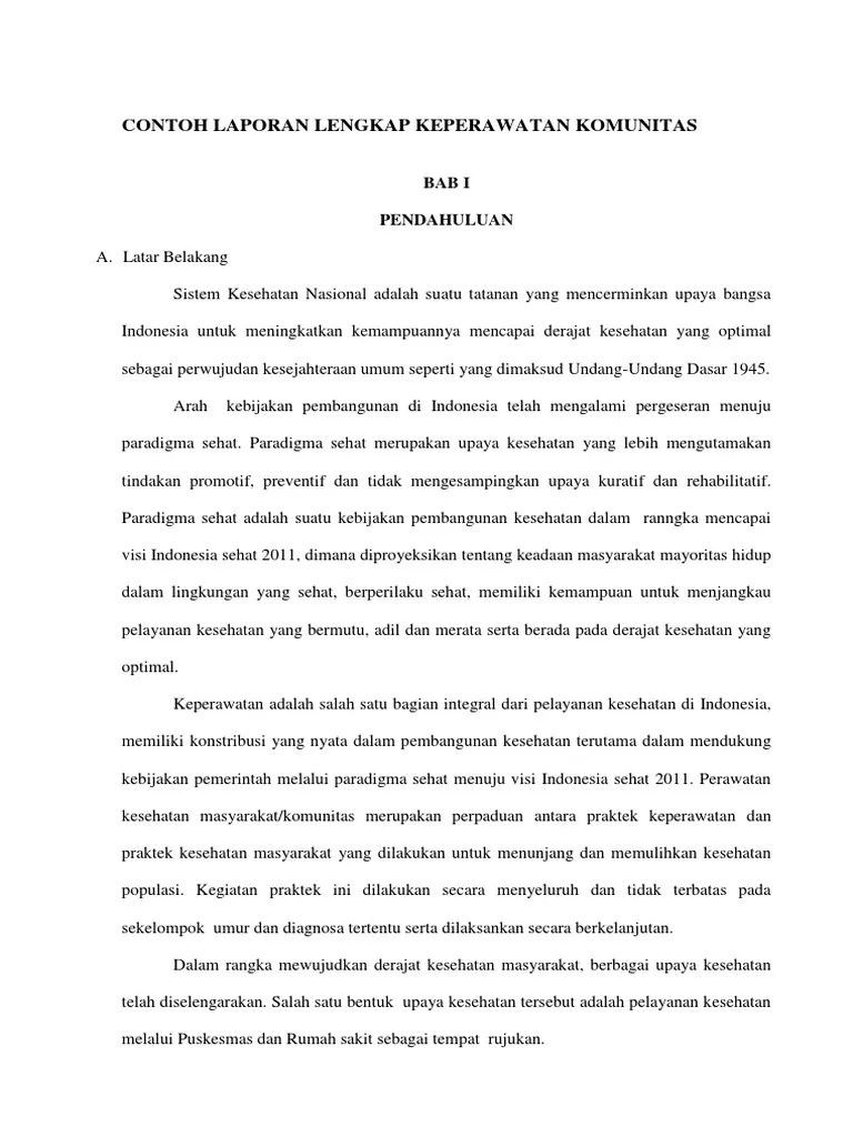 Contoh Laporan Lengkap Keperawatan Komunitas | PDF