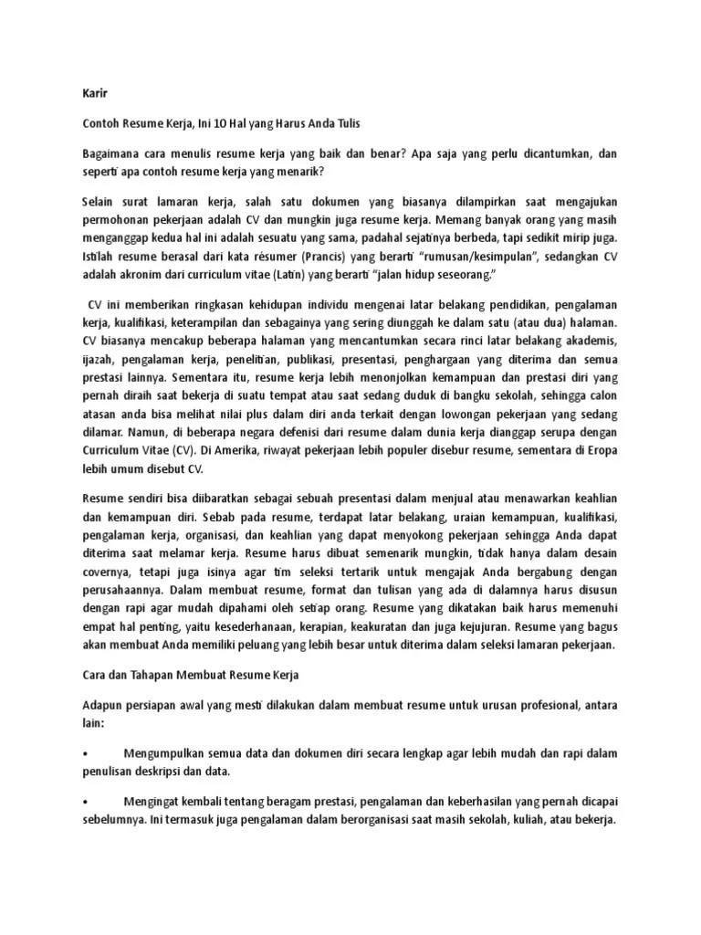 Pilih jenis resume terbaik · 2. Contoh Resume Kerja Karir Pdf