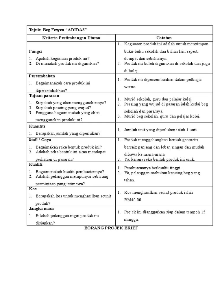 Mencipta satu masyarakat yang adil di … Borang Projek Brief Pdf