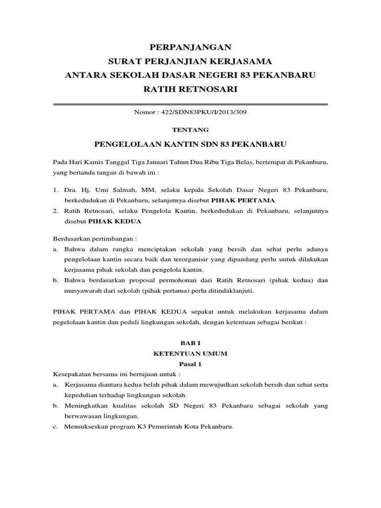 MOU Sekolah Dengan Kantin | PDF