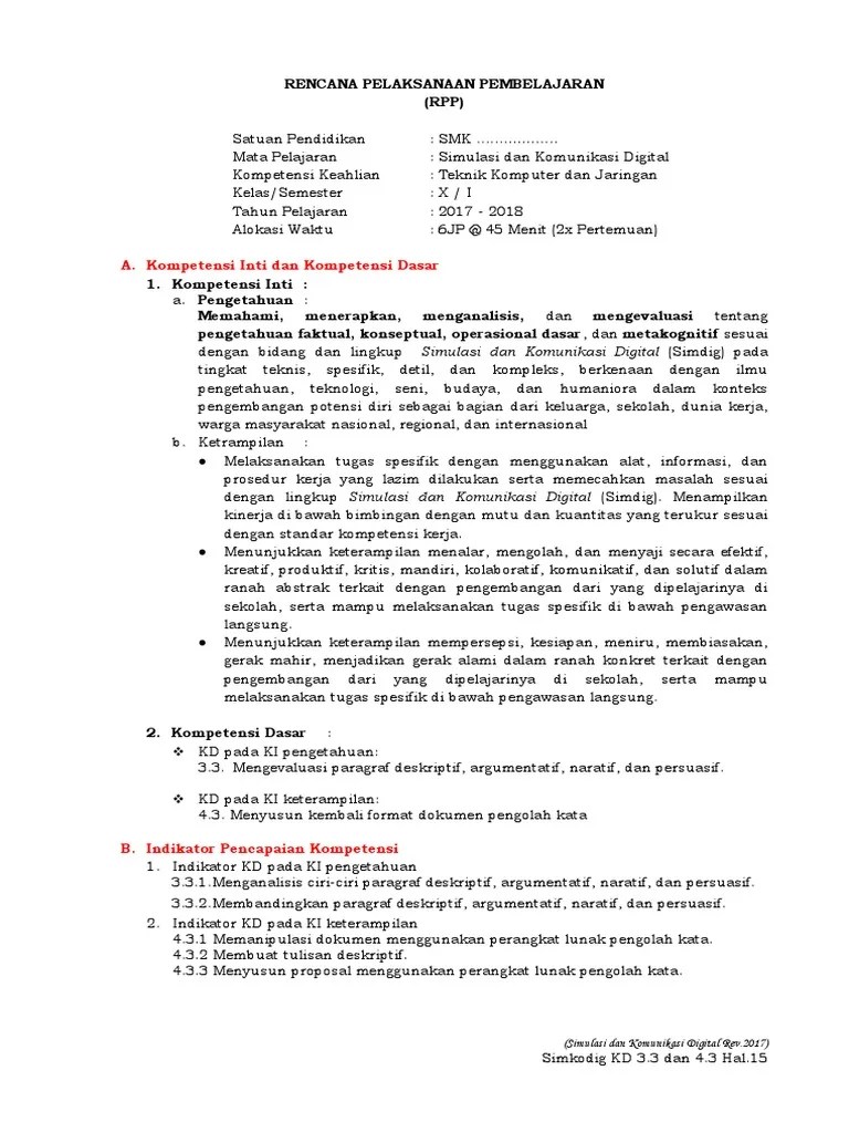 Menjelaskan dan mempersiapkan perangkat lunak untuk dapat digunakan mengolah kata; 3 3 Dan 4 3 Rpp Mengoperasikan Perangkat Lunak Pengolah Kata Pdf