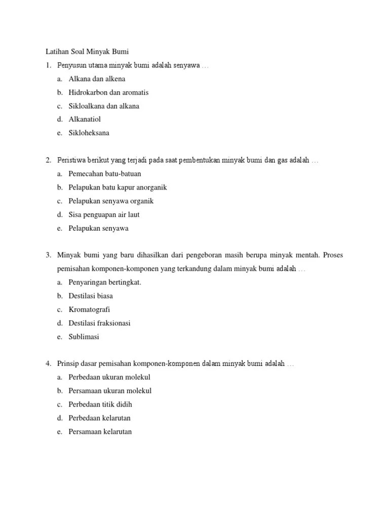 Kisi-Kisi UH Minyak Bumi | PDF