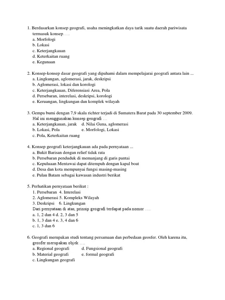 Soal Pendekatan Dan Konsep Geografi | PDF