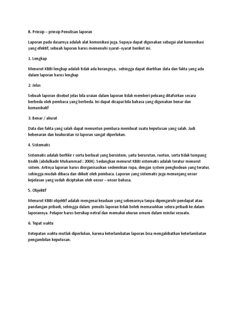 B. Prinsip Penulisan Laporan | PDF