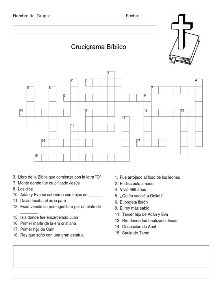 Ver más ideas sobre crucigramas, crucigrama para niños, sopa de letras para niños. Crucigrama Biblico Grupo Pdf