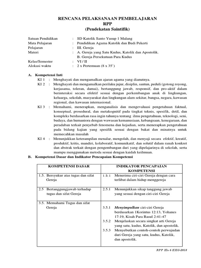 Soal uts agama katolik kelas 1 sd semester 1. Rpp 1 Lembar Jalan Cepat Silabus Rpp