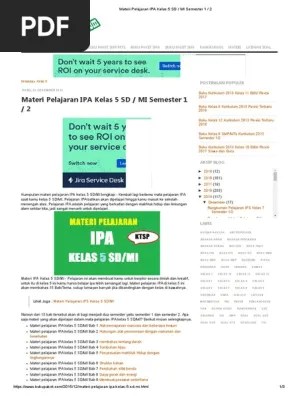Materi Pelajaran IPA Kelas 5 SD - MI Semester 1 - 2 | PDF