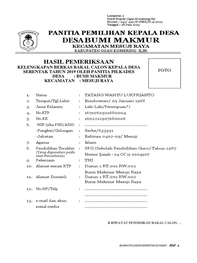 Contoh surat skbd dari koramil. Lampiran Tahapan Pilkades Pdf