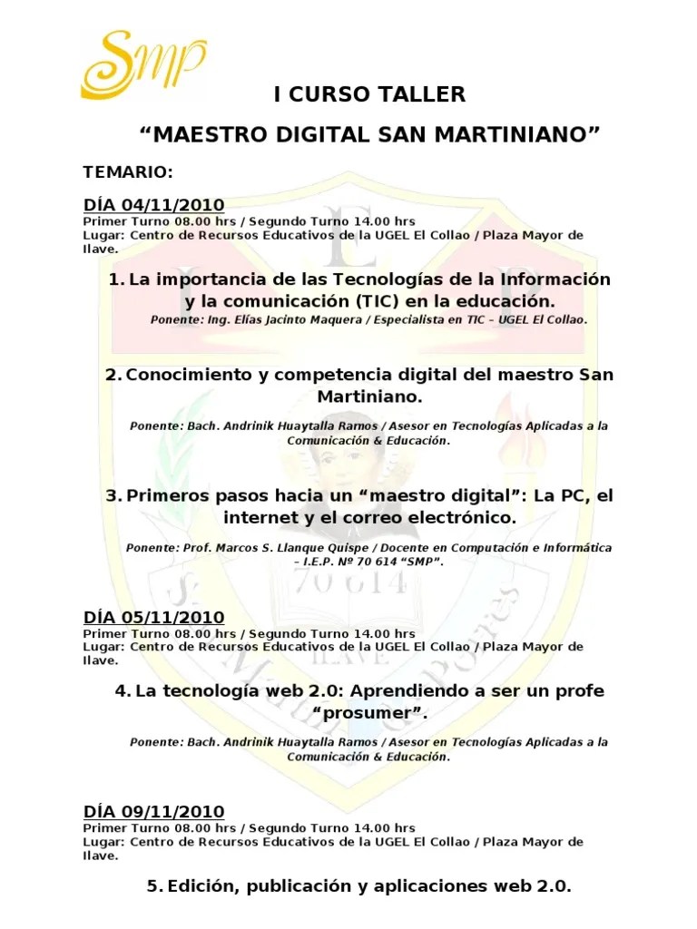 25 c, manado, north sulawesi, indonesia 95112. Temario Curso Taller Maestro Digital Smp Pdf
