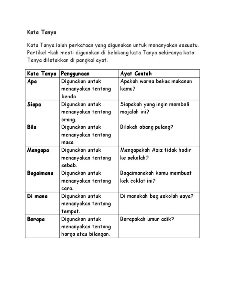 Latihan Kata Tanya | PDF