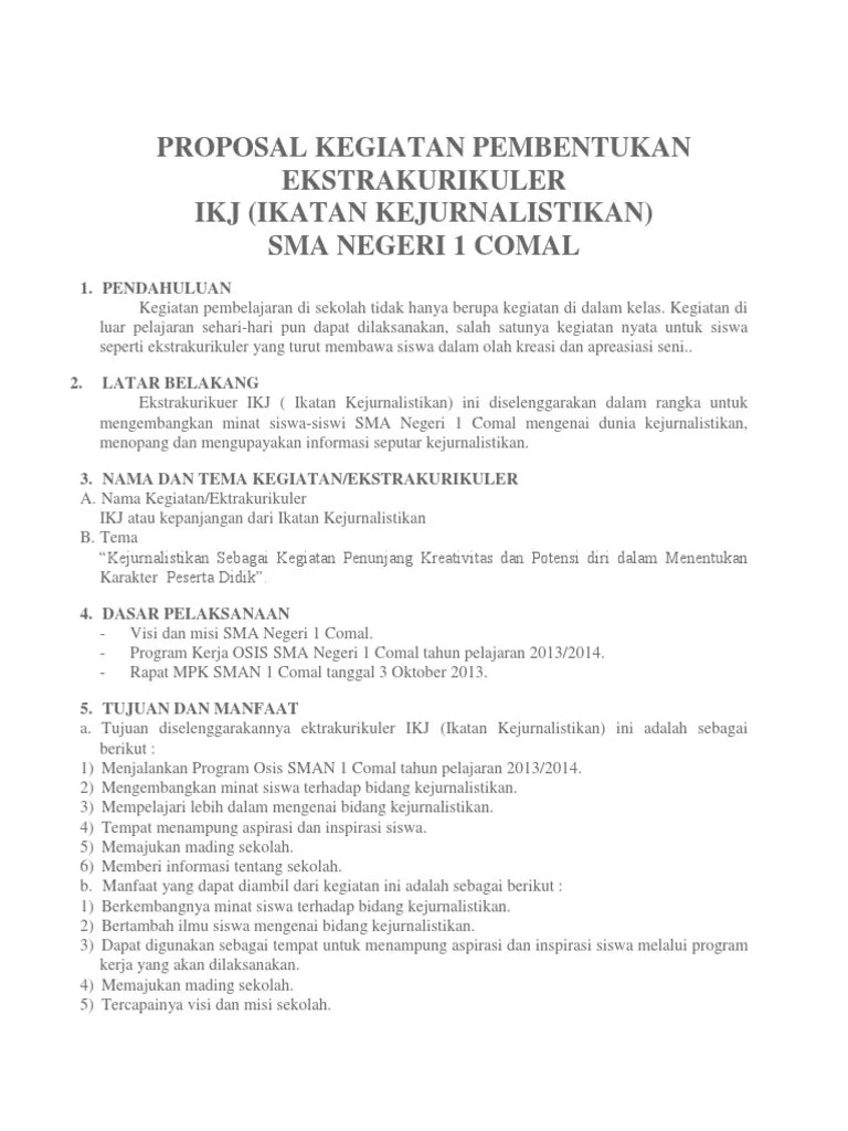 Kegiatan pfps terdiri atas beberapa bagian yaitu . Contoh Proposal Pengajuan Kegiatan Ektrakurikuler Baru Pdf