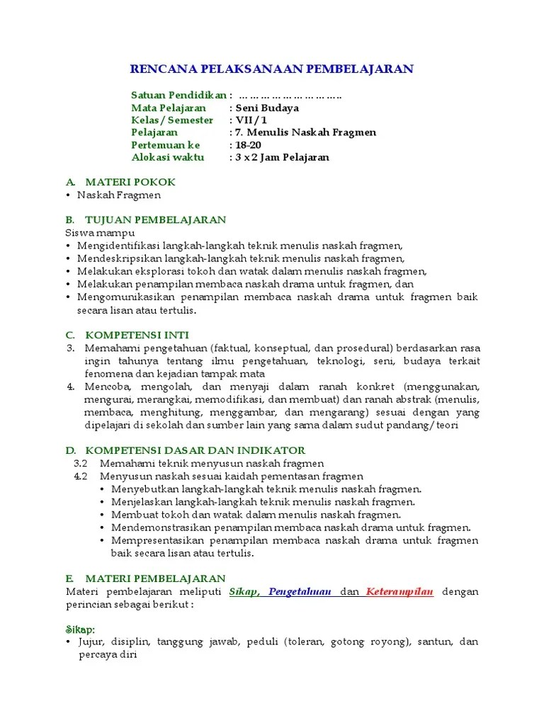 RPP SB Kelas Vii Bab 8 | PDF