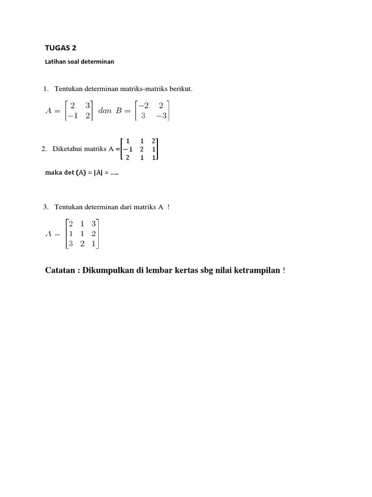 Latihan Soal Determinan DAN INVERS | PDF