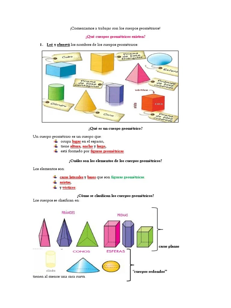 Hemos visto que un cilindro tiene 3 caras, 2 vértices y 3 aristas. Cuerpos Geometricos Segundo Grado Pdf