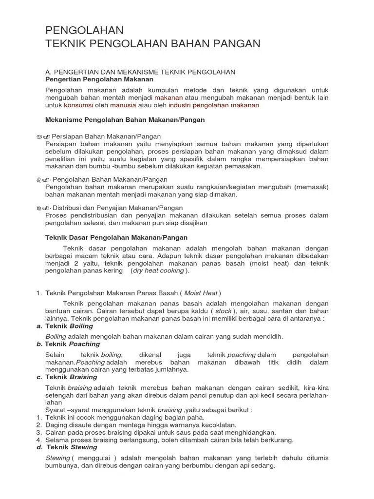 Teknik Pengolahan Bahan Pangan | PDF