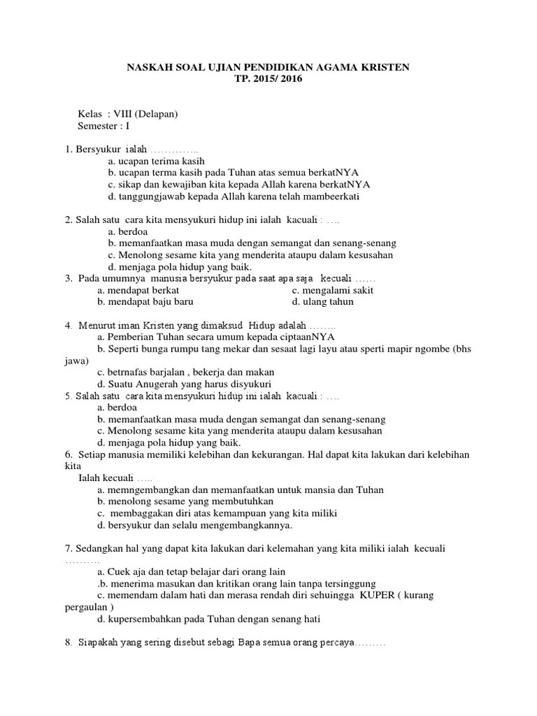 Naskah Soal Agama Kristen | PDF