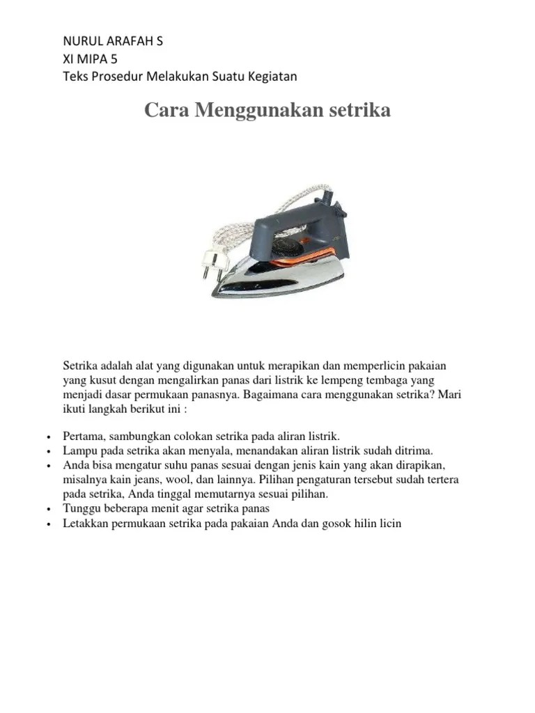 Cara Menggunakan Setrika | PDF