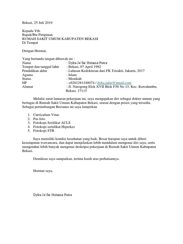 Tapi ternyata kenyataannya enggak demikian, guys. Surat Lamaran Rsud Kab Bekasi Pdf