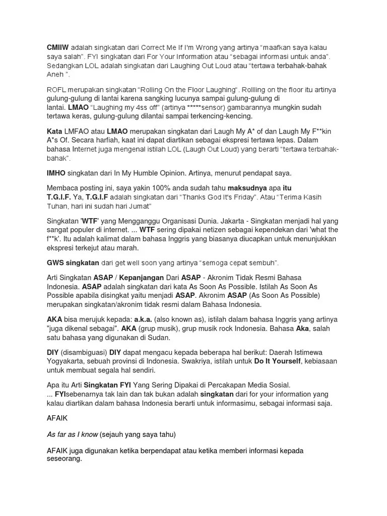 Arti Fyi Dalam Bahasa Gaul