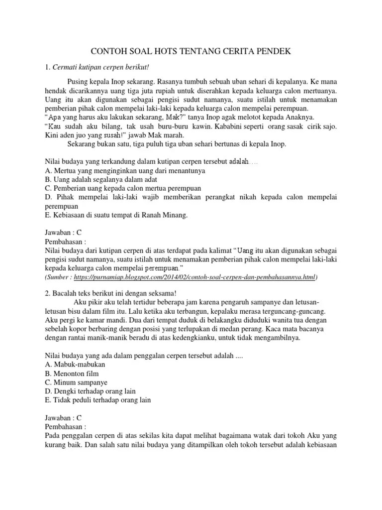 54 contoh soal uts uasbn matematika semester 1 2 kelas 6 sd Contoh Soal Hots Tentang Cerita Pendek Pdf