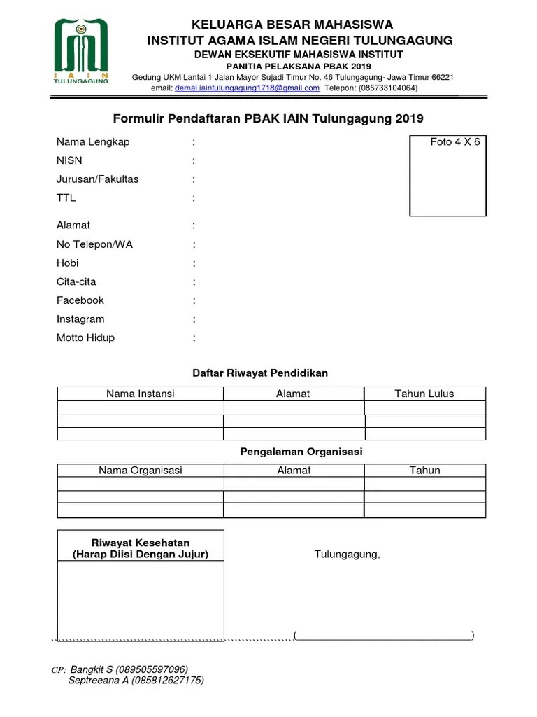 Maybe you would like to learn more about one of these? Formulir Pendaftaran Pbak Iain Tulungagung 2019