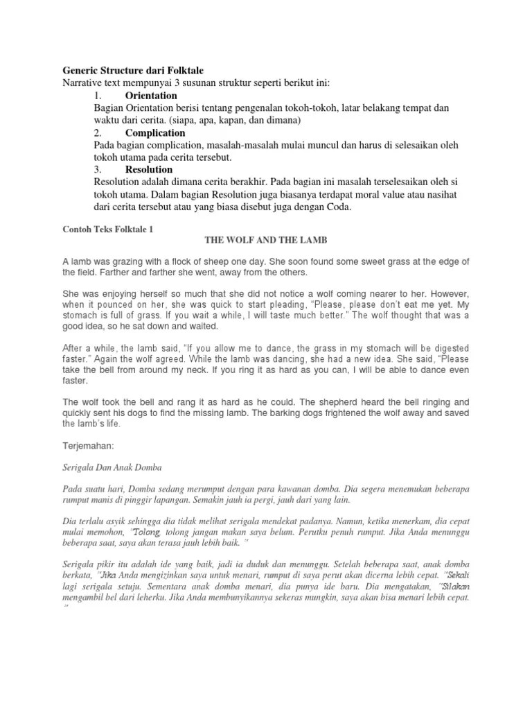 Rangkuman materi bab narrative text disertai contoh soal dan jawaban berikut. Kumpulan Narrative Text Pdf