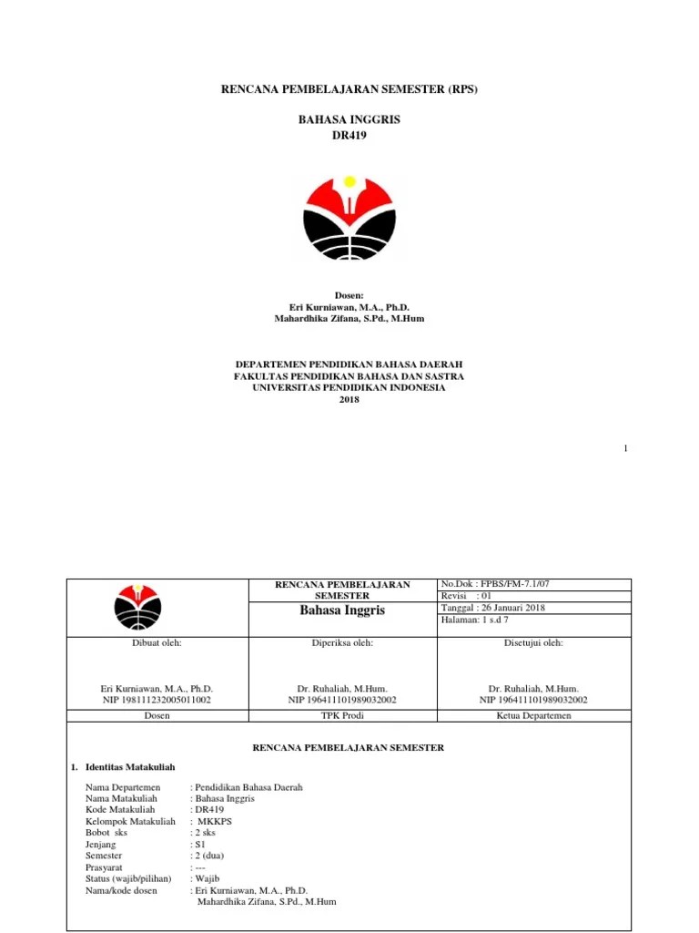 Rps Bahasa Inggris | PDF
