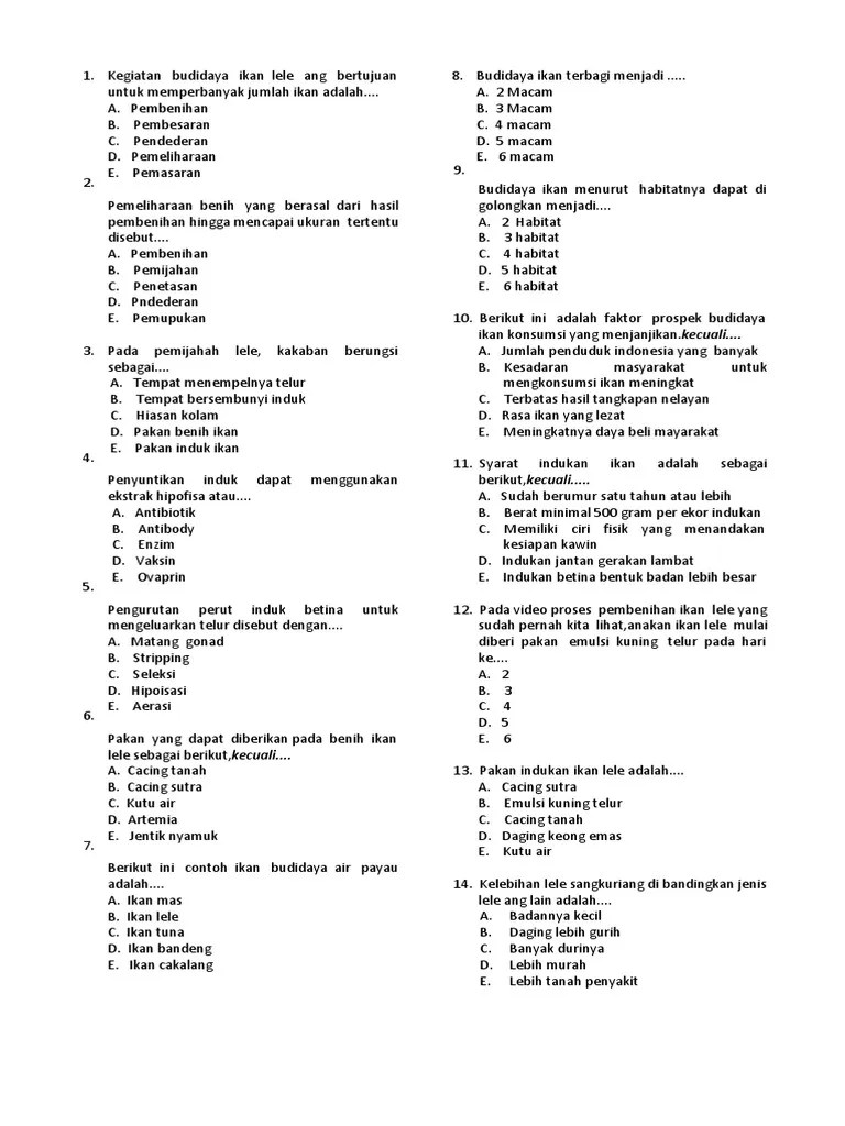 8) tahap paling kritis dalam siklus hidup ikan adalah. Quiz Tengah Semester Kwu Kelas Xi Pdf