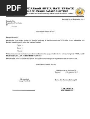Tempat serta tanggal pada surat · 2. Psht Surat Izin Sekolah Pdf