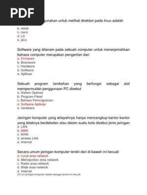Secara umum jaringan komputer terdiri dari di bawah ini kecuali. Asj 1 Pdf