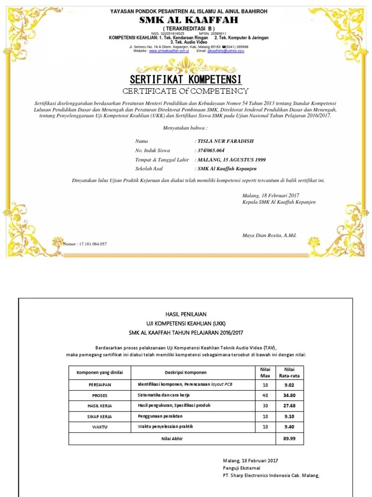Kegiatan ukk ini mermiliki perangkat soal dari pusat bernama soal paket 1, . Contoh Sertifikat Ukk Pdf