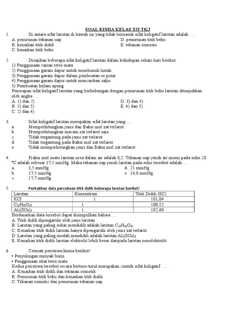 Suatu larutan memiliki ph = 2. Mid Semester Ganjil Kimia Tkj Pdf
