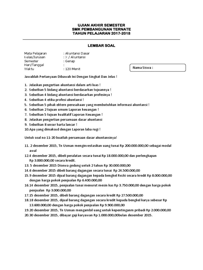 Soal Akuntansi Dasar | PDF