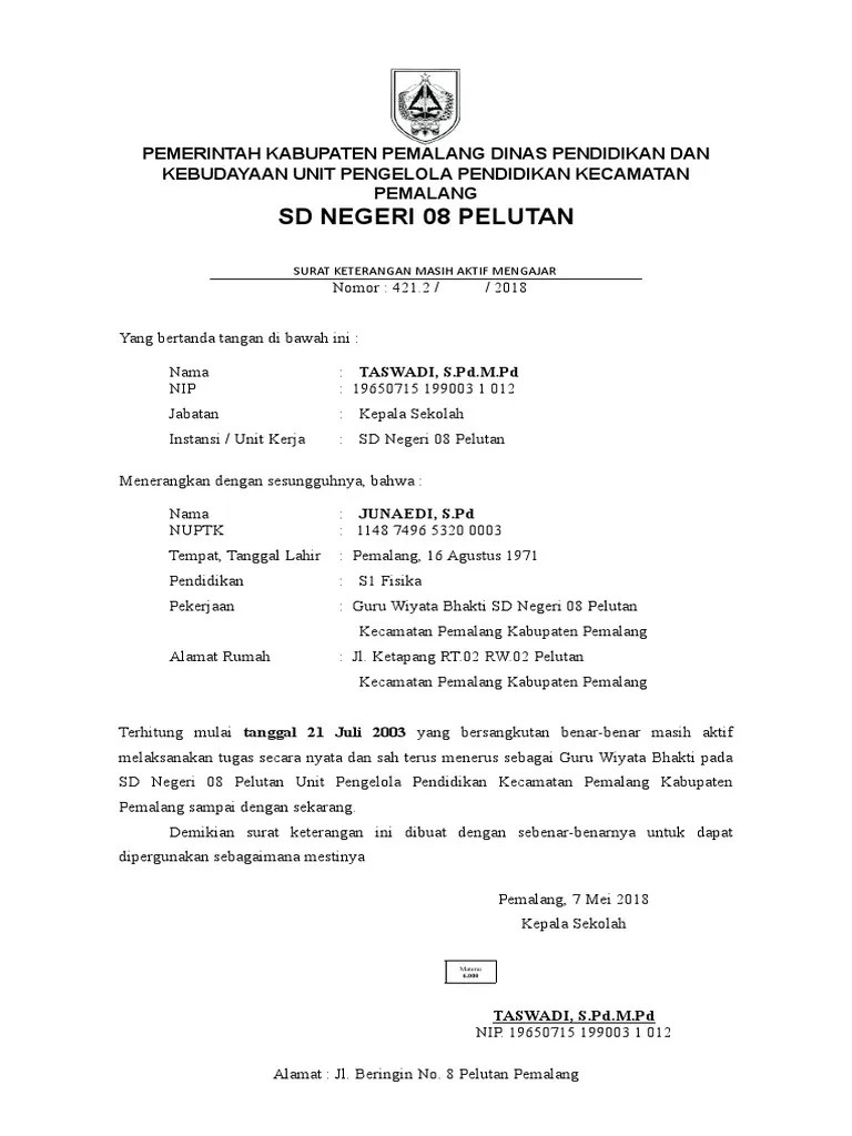 By admin on february 2 2020. Contoh Surat Keterangan Aktif Mengajar 5 1