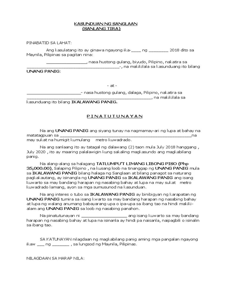 Halimbawa ng pagsulat sa bawat uri ng payment request form. Kasunduan Sa Pagsasanla Ng Bahay At Lupa Philippine Travel Blog