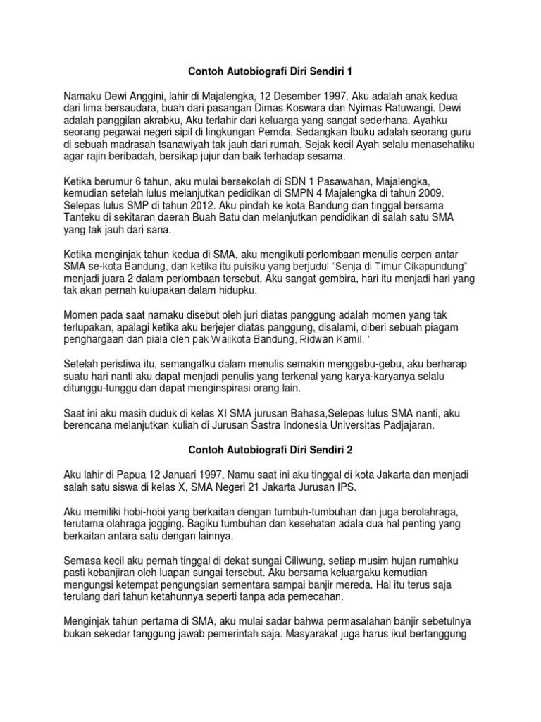 Contoh Biografi Diri Singkat