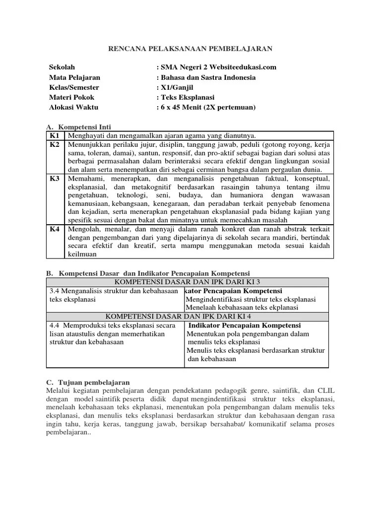 View rpp teks eksplanasi kd 3.9 dan 4.9.docx from aa 1rencana pelaksanaan pembelajaran 9 sekolah mata pelajaran kelas/semester materi pokok tema alokasi . Rpp B Indo Kelas 11 Rev 2018 3 4 Dan 4 4 Teks Eksplanasi Pdf