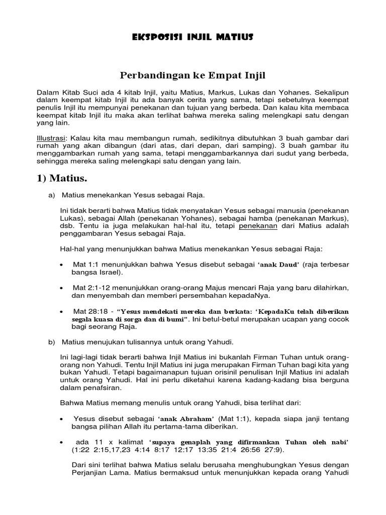 Eksposisi Injil Matius 1-10 | PDF