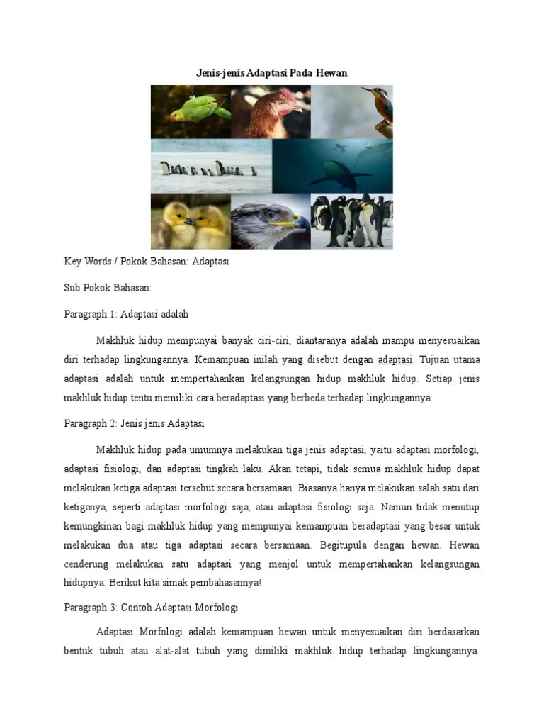 2B PGMI - Azmi Tahmidah - Jenis-Jenis Adaptasi Pada Hewan | PDF