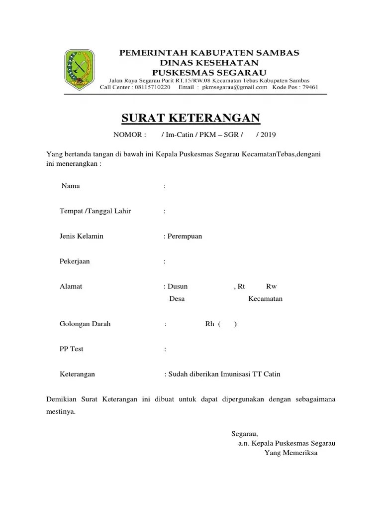 Calon pengantin akan menerima surat keterangan sudah melakukan vaksin. Surat Keterangan Catin Pdf