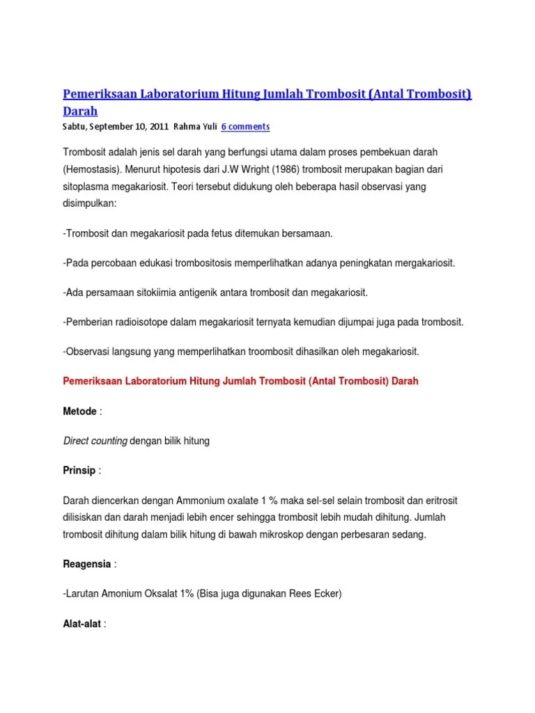Menghitung Jumlah Trombosit | PDF