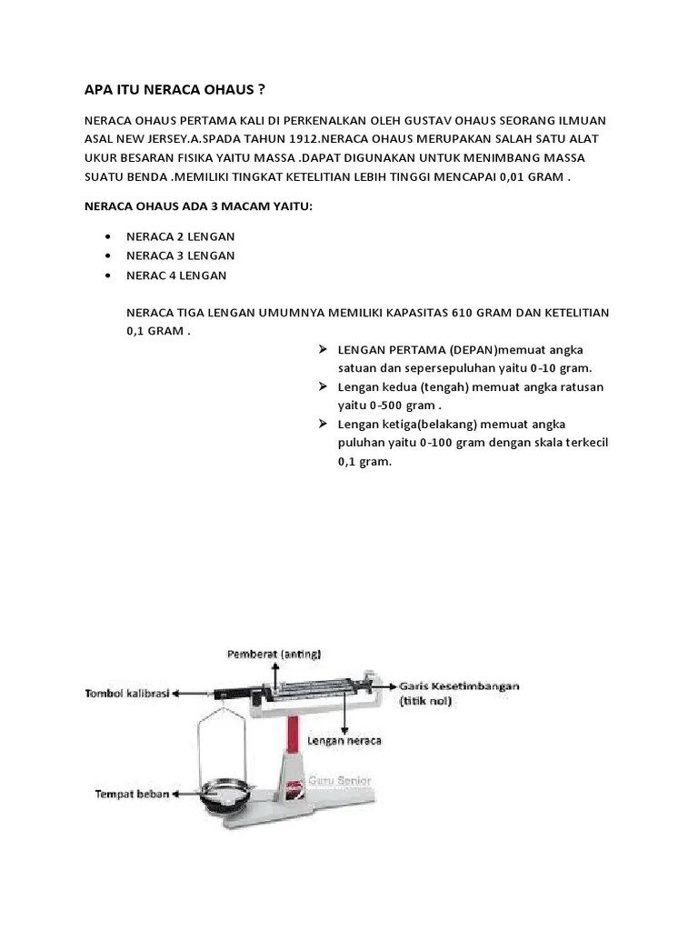 Apa Itu Neraca Ohaus | PDF