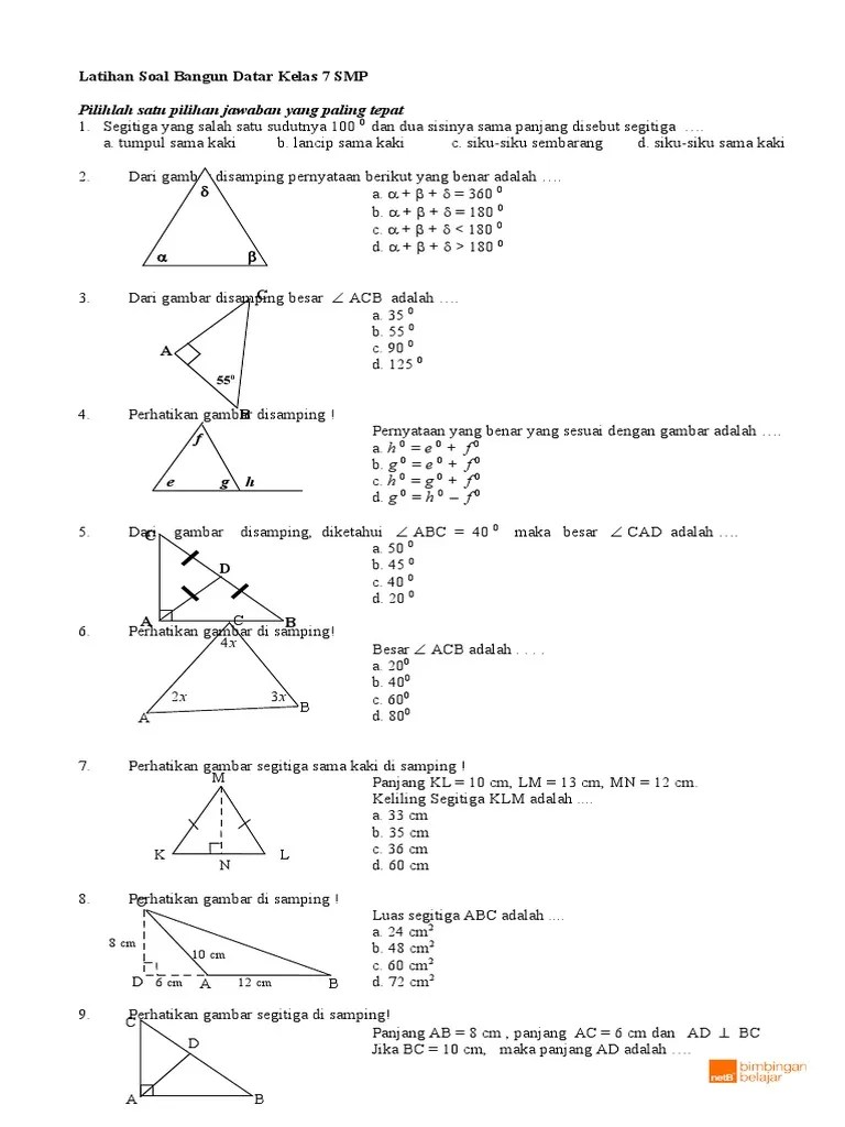 Latihan Soal Bangun Datar Kelas 7 | PDF