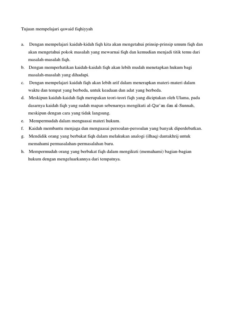 Tujuan Mempelajari Qawaid Fiqhiyyah | PDF