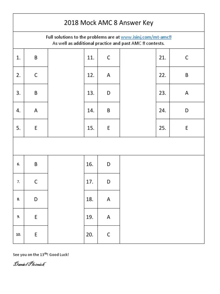 Ify math supplementary teaching materials www.iflyyoung.com. Amc 8 Mock 2018 Final Answer Key Pdf Pdf