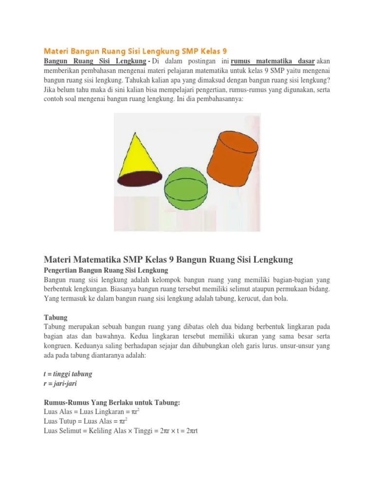 Soal uas matematika kelas 6 semester 1 plus kunci jawaban juragan les oleh fadhil za dewasa ini . 26 Contoh Soal Unsur Bangun Ruang Sisi Lengkung Kumpulan Contoh Soal