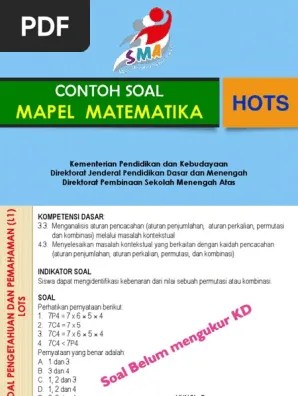 Oct 20, 2021 · kombinasi contoh permutasi dalam kehidupan sehari hari contoh soal aturan perkalian contoh soal. Contoh Soal Hots Matematika Pdf