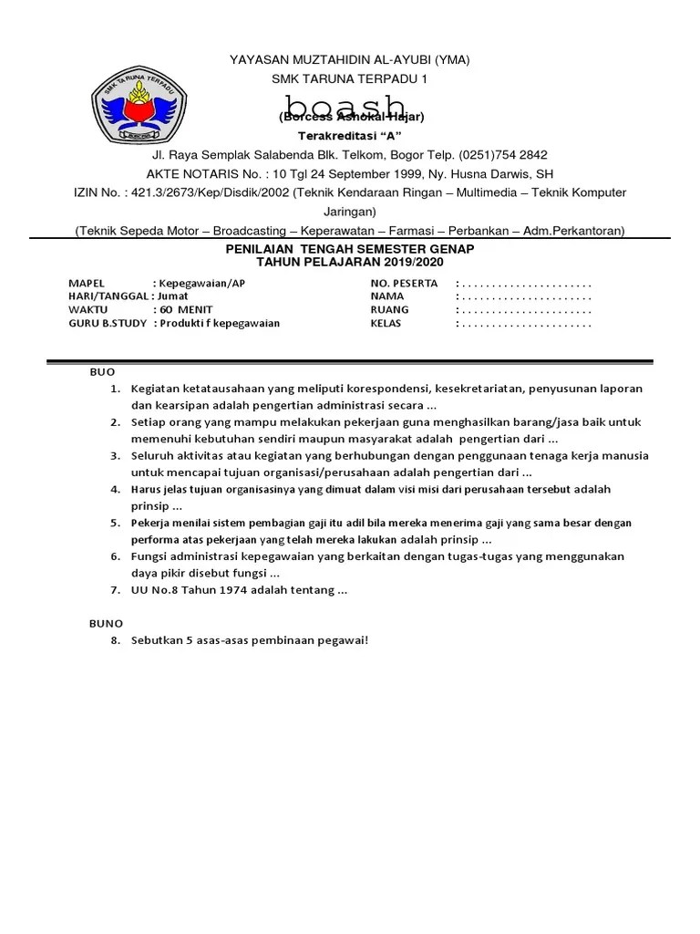 Soal Uts Sistem Operasi Smk Multimedia