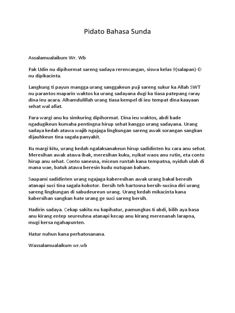 Pidato Singkat Bahasa Sunda Tentang Kebersihan Lingkungan Sekolah