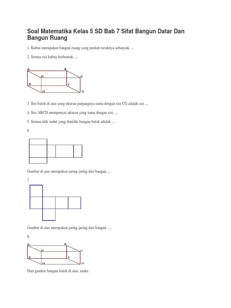 Pada pertemuan kali ini pada pertemuan . Contoh Latihan Soal Soal Matematika Kelas 5 Tentang Sifat Bangun Datar